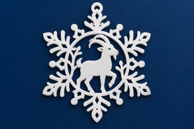 Ёлочная подвеска «Козочка в снежинке», ажурная